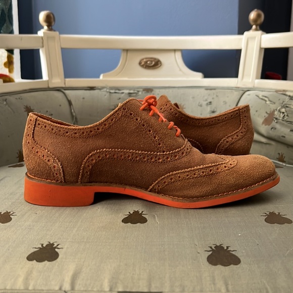 Cole Haan Alisa Oxford Women’s 8 B Brown Orange Leather Wingtip Loafer Shoes - Picture 7 of 14